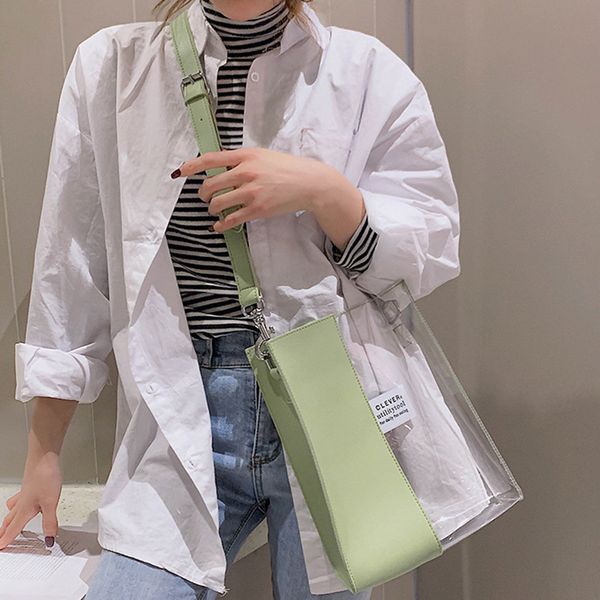 

transparent handbag women waterproof plastic transparent beach bag pvc jelly bag contrast color handbag shoulder bags kj