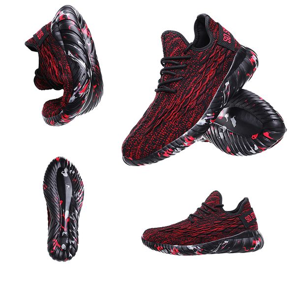 

fashion homemade brand women men running shoes dark red black elastic fabric soft bottom mens trainers sports sneakers made in china 39-44 d, White;red