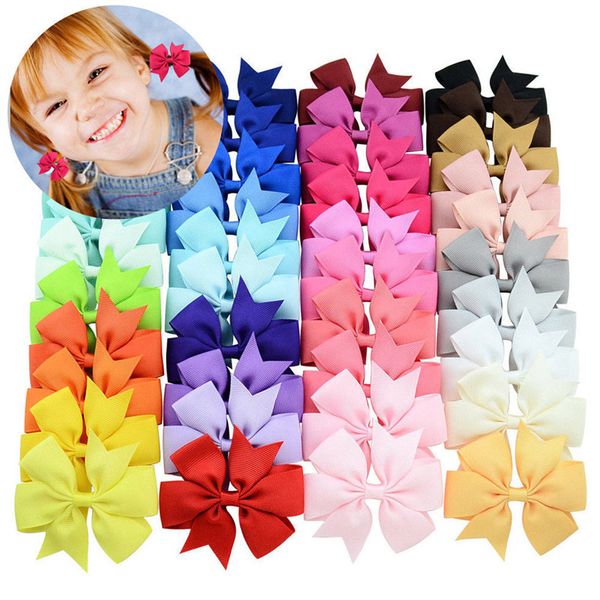 

pudcoco pretty baby girls hair bows for kids hair bands solid alligator clips hairpins accessories 40pcs, Slivery;white