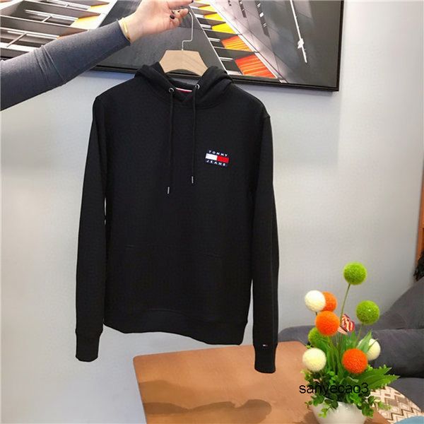

tommy hilfiger мода 20fw tommi дизайнер толстовка мужская женская толстовка свитер грудь логотипы вышивка повседневная перемычка быстрая shi, Black;brown