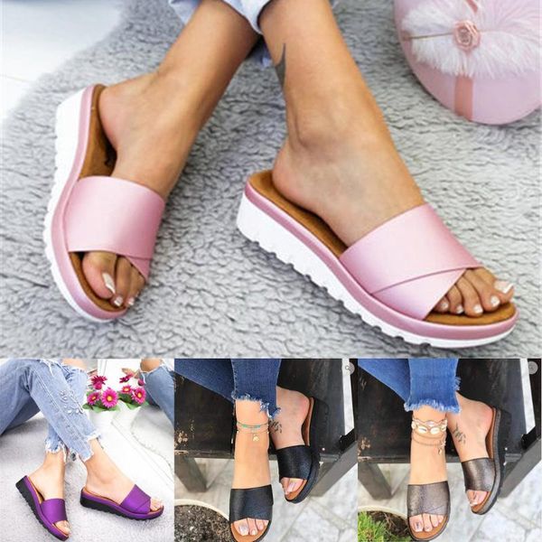 

shoes woman womens fashion flats open toe thick bottom beach shoes roman slippers sandals 2020 new arrival zapatos de mujer, Black