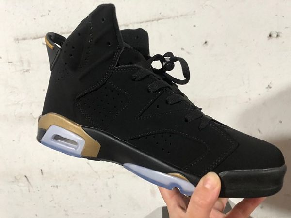 

new high 6 dmp defining moment black man basketball shoes black nubuck upper metallic gold sports sneakers ct4954-007