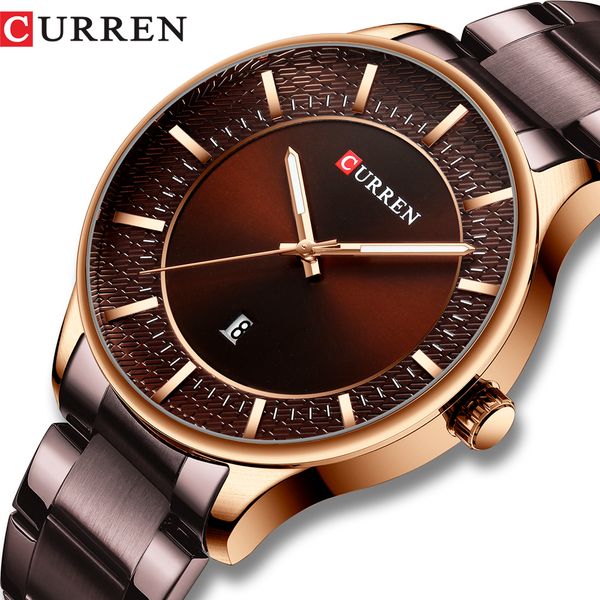 

curren relogio masculino мода мужской часы человек из нержавеющей стали группа часы мужчины кварцевые наручные часы с датой случайный бизнес, Slivery;brown
