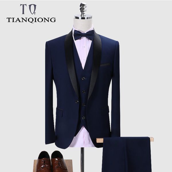 

men's suits & blazers brand men suit 2021 wedding for shawl collar 3 pieces slim fit burgundy mens royal blue tuxedo jacket qt977, White;black