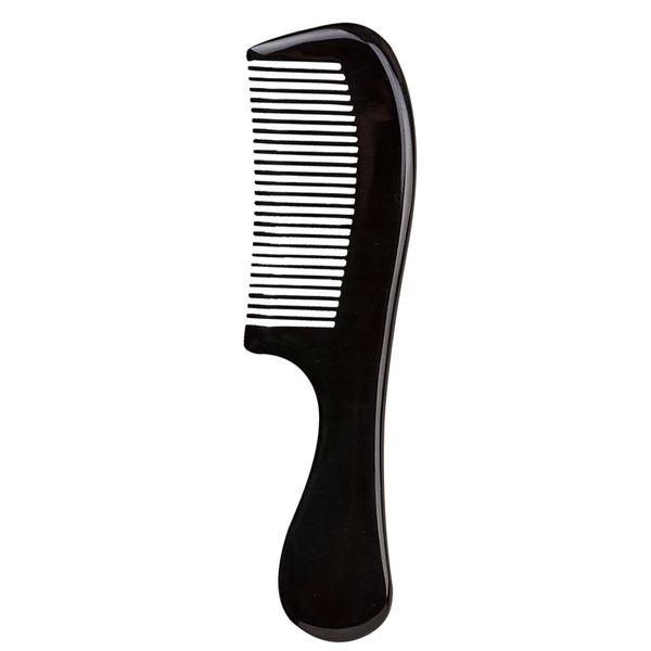 

natural ox horn comb anti-static fine teeth handmade hair comb with handle for home outdoor indoor travel use, Silver