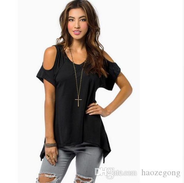 

2019 брендовой одежда лето v чистый хлопок с коротким рукавом без бретелек воротника рыбьего хвоста подола женских женщин футболки с -4xl, White