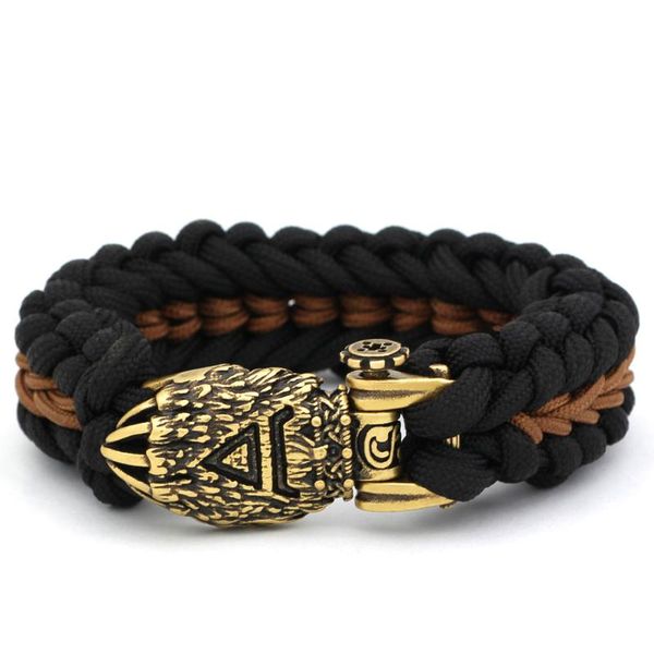 

nordic viking несет odin руна paracord браслет - нержавеющая сталь с valknut мешком подарков, Black