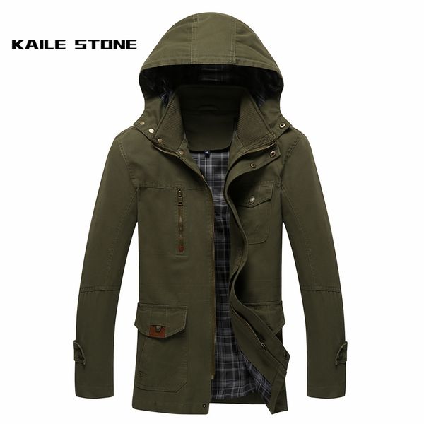 

mens trench coat 2018 new plus size zipper jacket windbreaker men's parkas long trench coat two styles of conventional and elvet, Tan;black