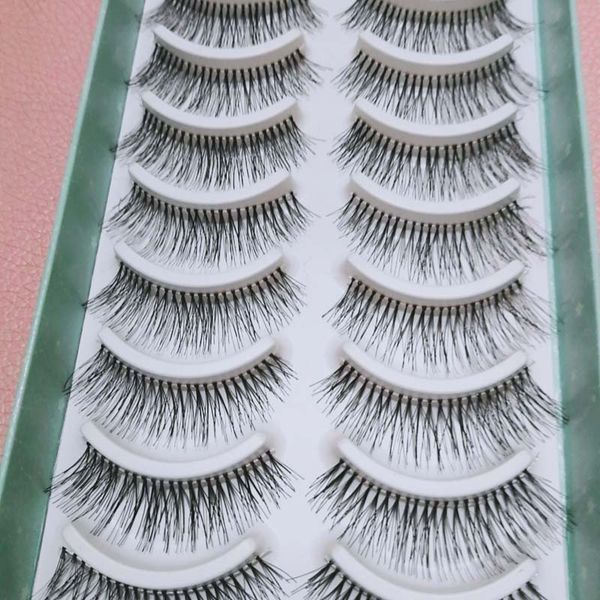 

transparent band false nature eyelashes 10pairs/box handmade fake eyelashes demi wispies soft invisible band long thick reusable