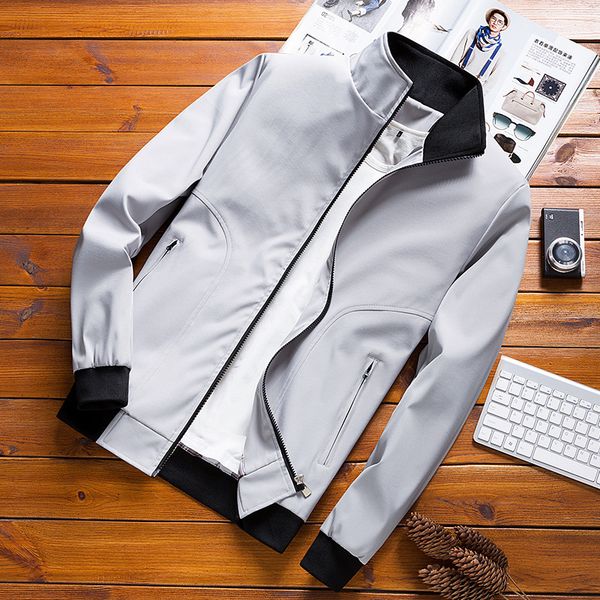 

masculino casual pure color patchwork jacket men autumn casaco zipper outwear coat parka men slim casual baseball uniform, Black;brown
