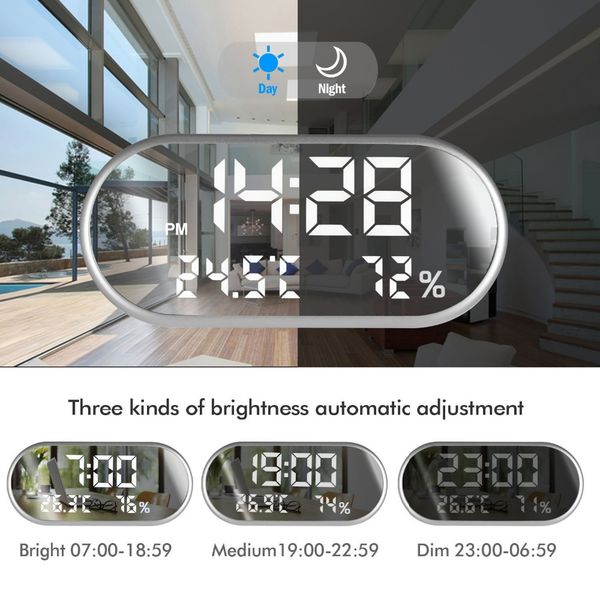 

portable mirror hd digital alarm clock led display with time/humidity/temperature/display function usb port charging