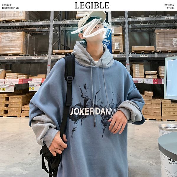 

разборчиво мужчины смешной печати толстовки мужские hip hop моды с капюшоном толстовки мужской письмо пуловеры кофты уличная, Black