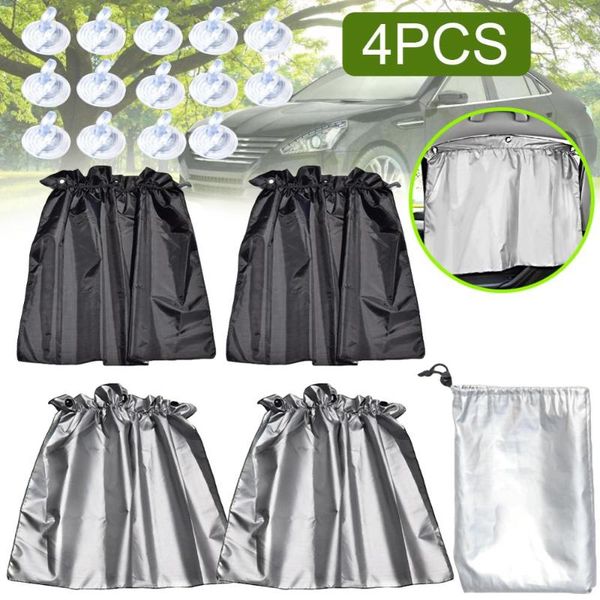

car sunshade automotive uv protection suction cup fixed with silver coated double-sided sunscreen curtain