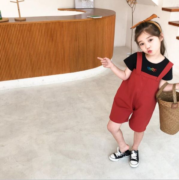

2020 new wholesale girls overalls summer cotton fashion girls shorts 2-8t hv564, Blue