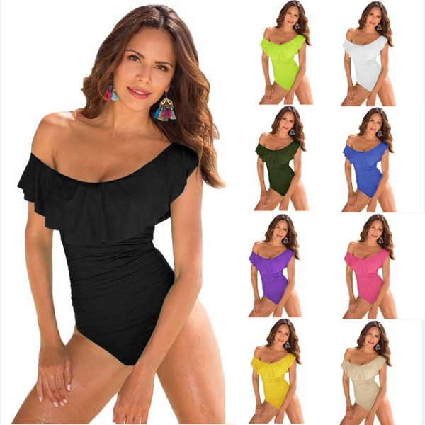 

women swimsuit off the shoulder swimwear womens push up leotard black ruffle swimsuit bathing suit women swimming suit