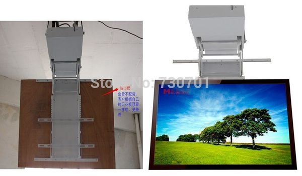 

motorized electric hidden flip down false ceiling lcd tv lift mount hanger holder remote control function 110v-250v