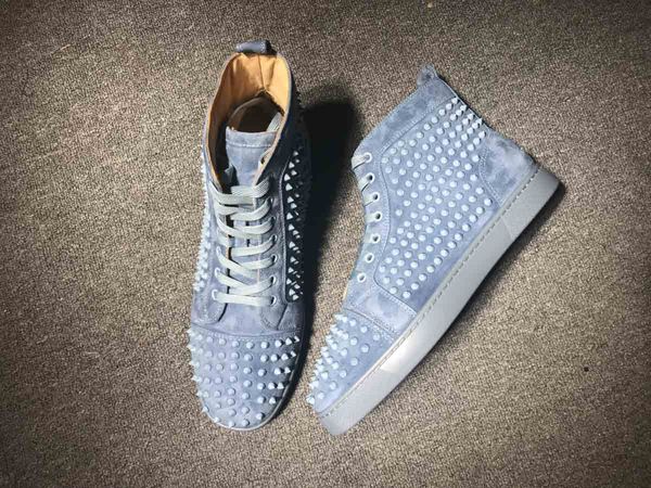 

высокое качество red bottom кроссовки army green-замша натуральная кожа louflat младший шипы обувь мода классический low / high cut трейнеры, Black