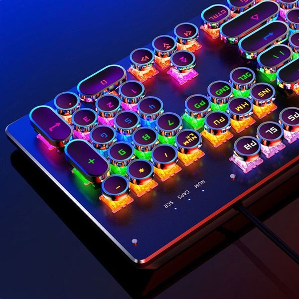 

gaming keyboard retro keycap backlit wired mechanical keyboard for pc computer