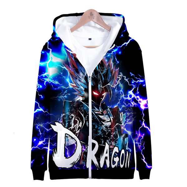 

seven shirt comic dragon ball z 3d printing wei yi wu empty zipper sweater men and women t shirts, Black