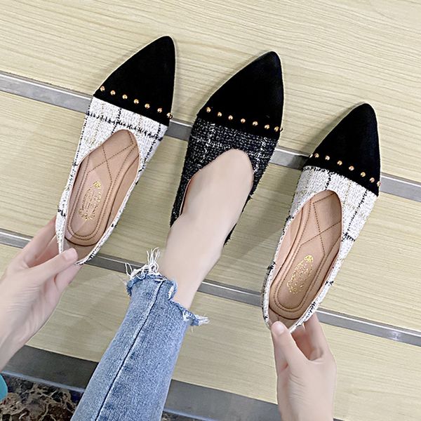 

pointed toe shoes woman comfortable and elegant shallow mouth 2020 fashion women's casual female sneakers all-match rivets, Black