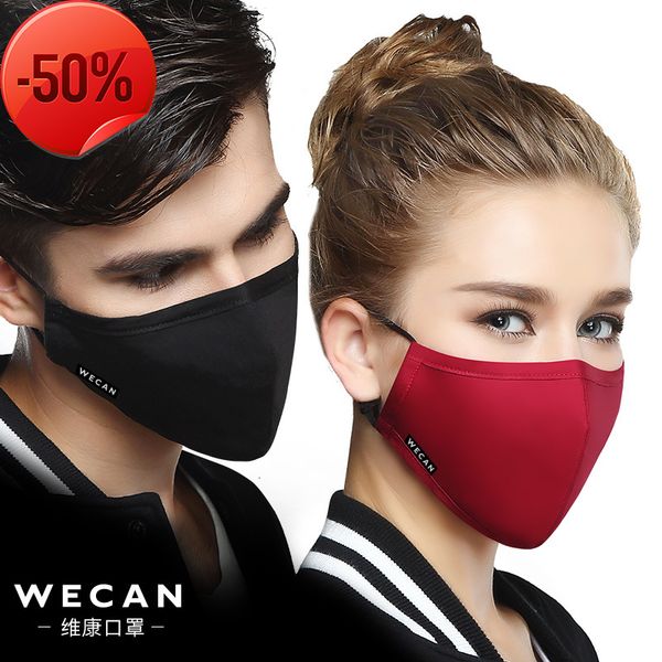 

7xte Cotton New Black Mouth Mask Pm2.5 Dust With 2pcs Activated Carbon Filter Korean Style Fabric Face black fabric mask