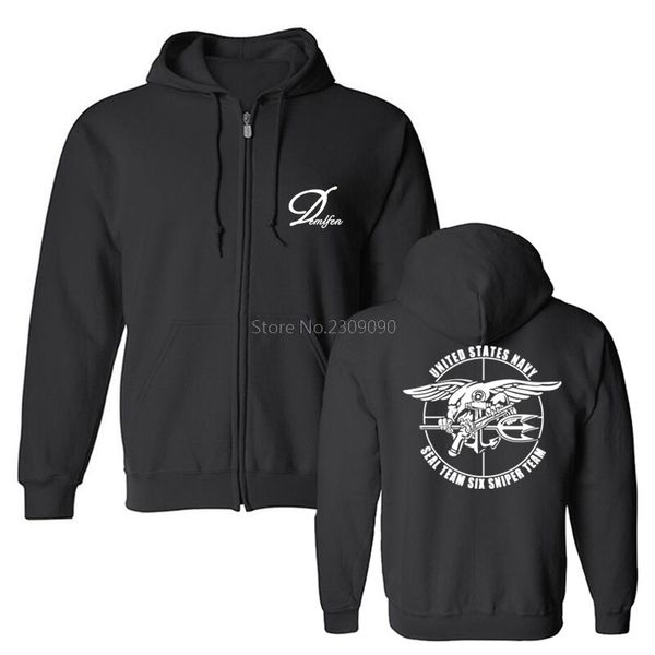 

men's cotton fleece sweatshirt team vi sniper team seal navy hoodies male casual hip hop coat harajuku streetwear, Black
