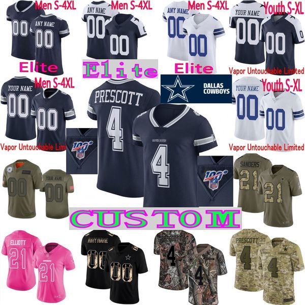 

100th elite custom cowboy men youth women dalla staubach cowboy zack martin michael gallup troy aikman tyron smith randall cobb jersey, Black;red