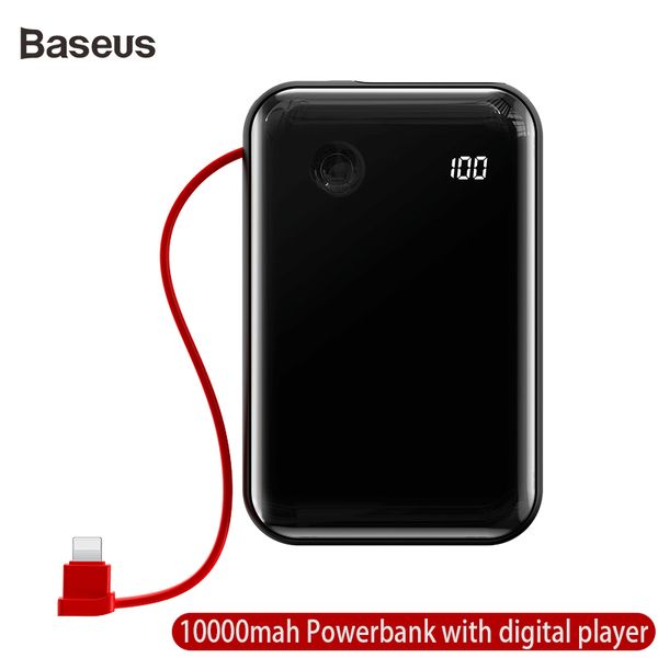 

baseus 10000mah power bank 3a phone charger with cable and digital display 3 inputs and 2 outputs powerbank for iphone samsung