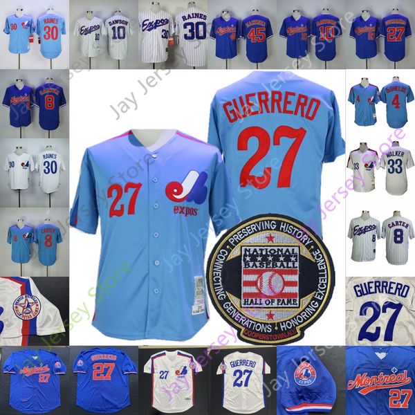 

2020 new montreal expos jersey vladimir guerrero deshields gary carter andre dawson larry walker tim raines pedro martinez randy johnson, Blue;black