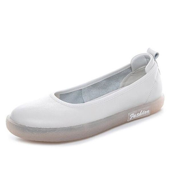 

sale 2020 spring new cowhide soft bottom fashion leather shoes women casual shoes light comfort breathable flat, Black