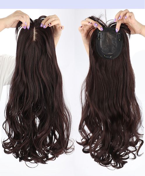 24inch longo louro da ondulação natural peruca com franja perucas de cabelo sintético bang Com peruca de mulher para Black Brown calor Perucas Resistentes