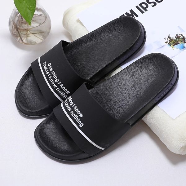 

asifn men's slippers bathroom tide plastic summer slides male deodorant women couple home indoor outdoor letters flip flops, Black