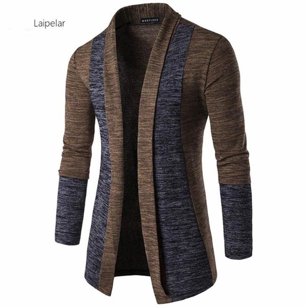 

casual men jacket coat patchwork long sleeve men trench autumn cotton homme fashion gray open stitch coat outerwear 2020 new, Tan;black