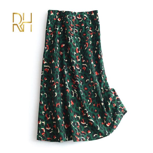 

skirts 2021 colorful leopard print summer skirt fashion women ladies green high waist split a-line midi female rh, Black