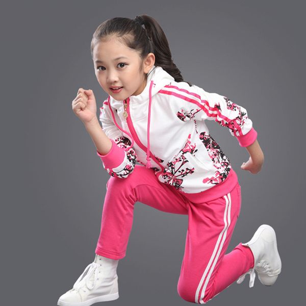 

kids clothes spring 2020 teen girls clothing set floral print sport suits children clothes girls fall outfits 4 colors 3-15years