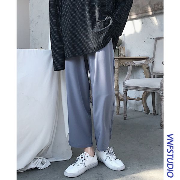 

men's casual pants 2019 autumn and winter new loose casual straight pants wild nine young people trend men's clothing, Black