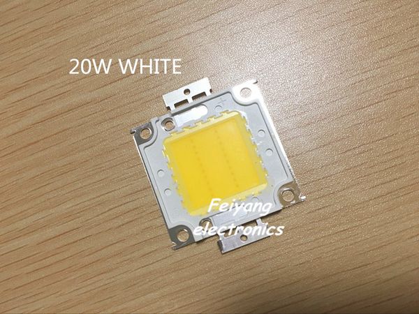 

20pcs 20w led chip integrated high power lamp beads white/warm white 600ma 32-34v 1600-1800lm 24*40mil taiwan huga chip