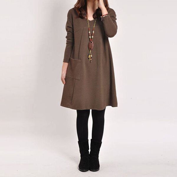 

winter dress women clothes winter autumn blusas 2019 women long sleeve pocket dress solid casual loose plus size s 5xl designer clothes, Black;gray