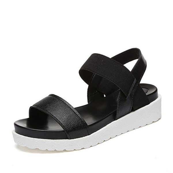 

en sandals shoes woman peep-toe flat shoes roman sandals women sandals, Black