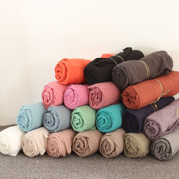 

johnature women 27 color scarfs 2019 fall winter new cotton brief warm shawl female vintage women clothing solid color scarfs y200104, Blue;gray
