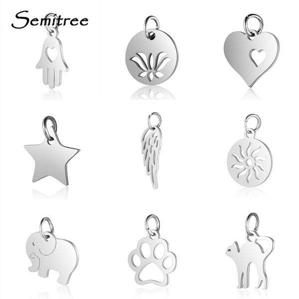 

semitree 5pcs stainless steel wings heart star charms pendant for diy bracelet necklace making handmade jewelry accessories, Bronze;silver