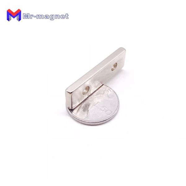 

2019 imanes new 8pcs N50 Strong Cuboid Block Magnet 50*10*5mm Double Hole 4mm Countersunk Rare Earth Neodymium Permanent Magnets 50X10x5-4mm