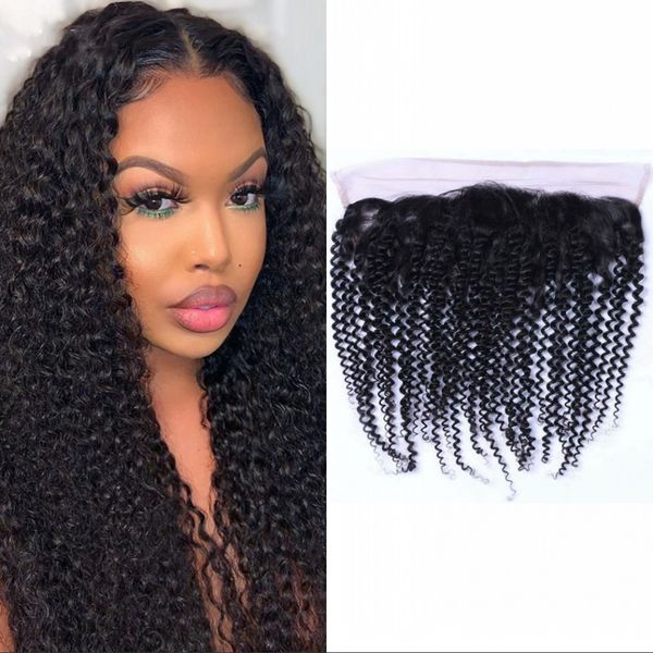 

peruvian human hair 13x4 ear to ear kinky curly lace frontal closure middle three part virgin hair frontal, Black;brown