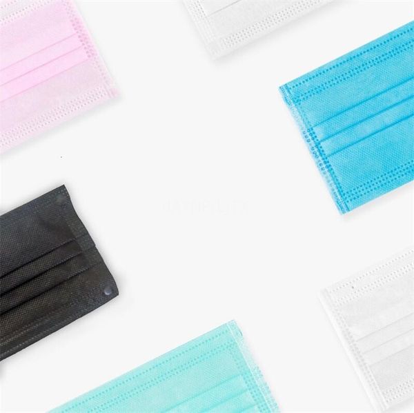 

q6b7 fa2020 3 layer ear loop masks er 3 ply non woven dust mask soft breathable outdoor part black sheet mask black/white/pink