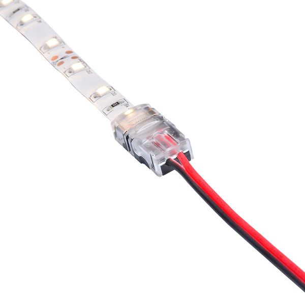 

alightings 3528 2 pin 8mm led strip connector - diy strip to wire quick connection for 12v 24v single color led strip lights