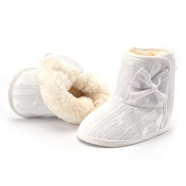 

2017 infant winter warm knit fleece baby shoes first walkers beautiful bowknot ankle snow boots for baby girl boy
