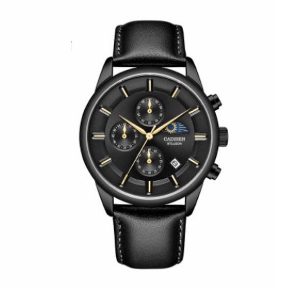 

new men's multi-function waterproof quartz chronograph strap leather strap watch men's luxury sports watch all dial work automat