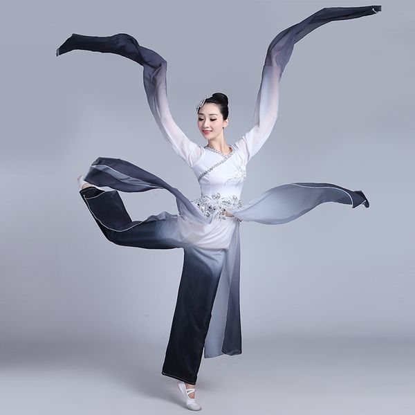

new 2019 classical dance clothes costumes female clothes chinese painting style modern dance performance clothing, Black;red