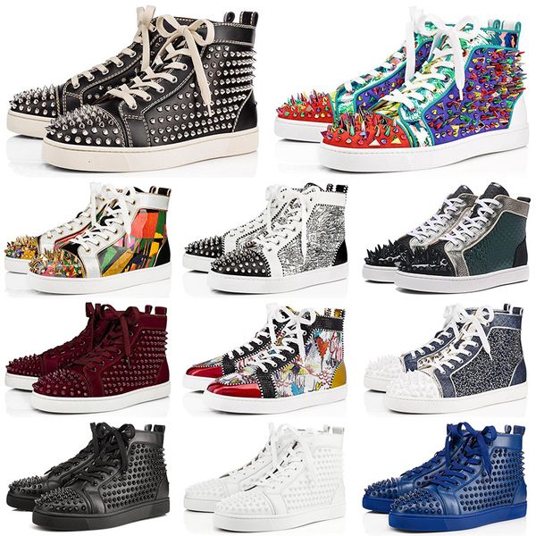 

new fashion luxury mens designer shoes s casual men women studded spikes flat party patent platform genuine leather sneakers