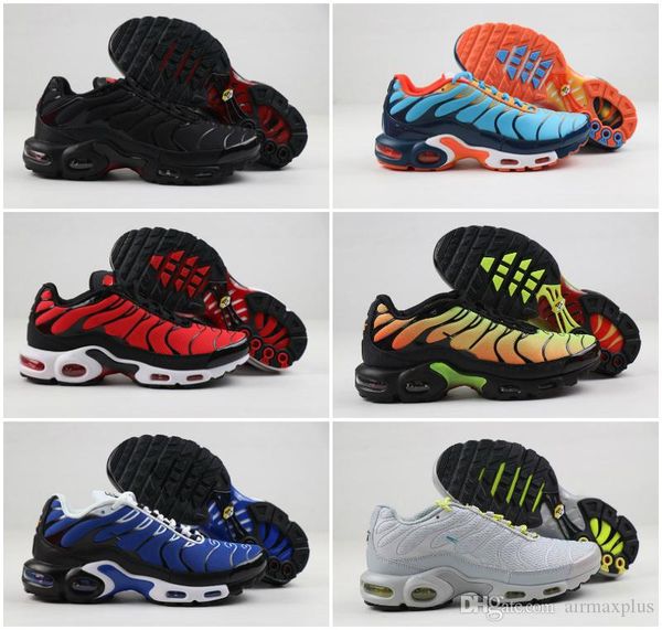 

designer 2020 original tn shoes new designs fashion mens tns sneakers breathable mesh air tn plus chaussures requin sports trainers shoes, Black